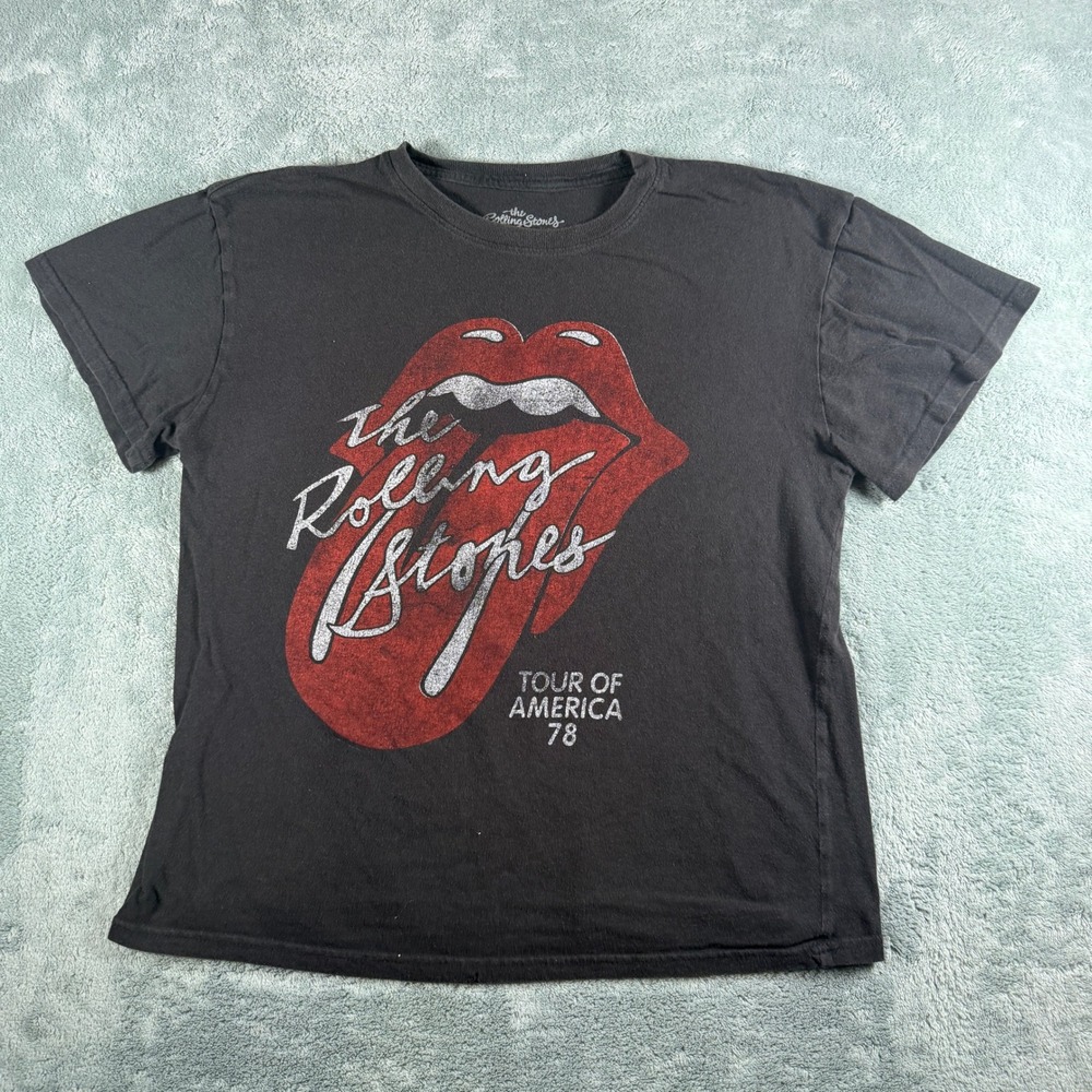 The Rolling Stones Tour of America 78 Graphic T-Shirt Black Medium Rock Band Tee